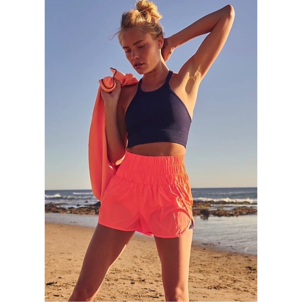 FREE PEOPLE | The Way Home Shorts in Neon Coral, Size Medium